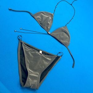 Victoria secret vintage grey shimmer bikini with rhinestones
